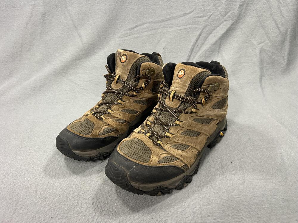 Merrell Hiking Boots Mens Size 8.5 Brown Suede Waterproof Vibram Trail Outdoor